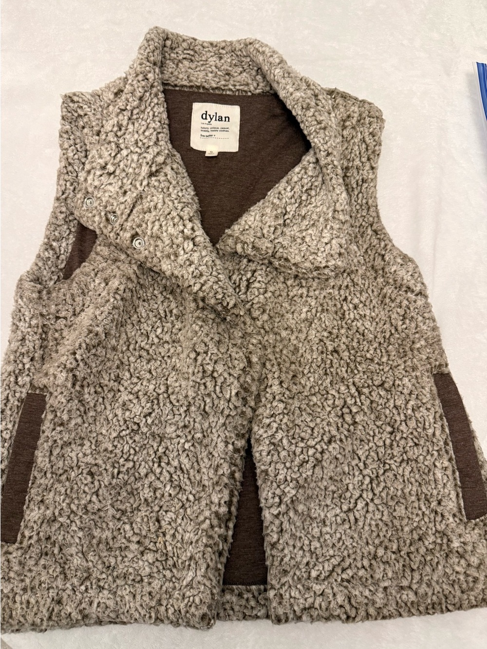 dylan Taupe Sherpa Teddy Vest